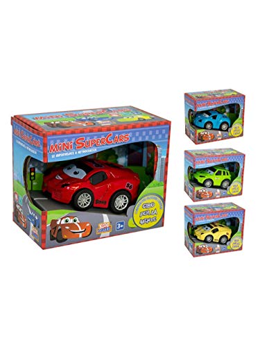 Mini Supercars – Las superviales de retrocarga – Máquinas de retrocarga – 10 cm – Colores surtidos – Rojo/Verde/Amarillo/Azul