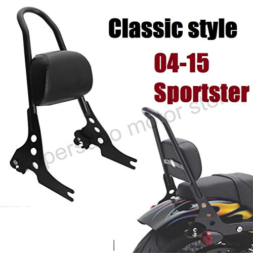 Moto Pasajero harley Respaldo harley sportster sissy bar Cojín para Harley Sportster XL883 1200 48 04-15 negro