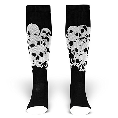 Mountain of Doom | Calcetines de Rockasox | Color blanco y negro | Calaveras apiladas | Medias unisex Negro 39-42