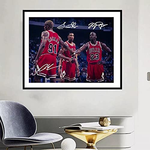 N/Ａ Pintura De Decoración del Hogar Póster De Lienzo Bulls Big Three Michael Jordans Pippen Rodman Carteles E Impresiones Clásicos Arte De Pared Lienzo Pintura Decoración del Hogar Regalo para Niños