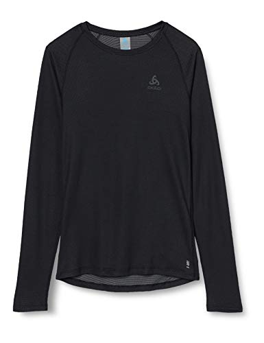 Odlo Bl Top Crew Neck L/S Active F-Dry Light - Camiseta Interior para Hombre, Hombre, Camiseta, 141062, Negro, Large