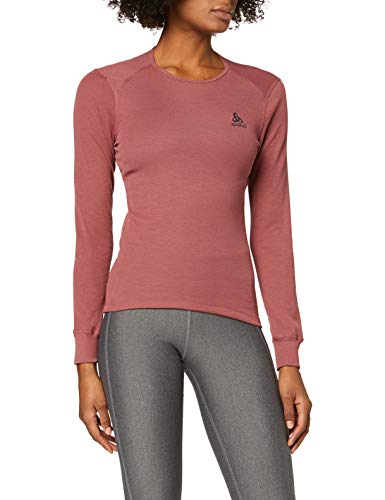 Odlo Bl Top Crew Neck L/S Active Warm Camiseta, Mujer, roan Rouge, L