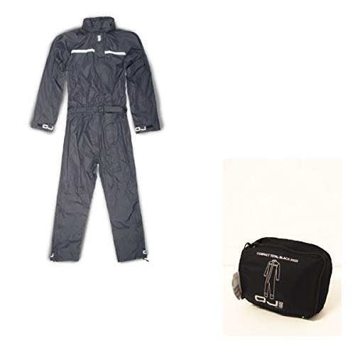 OJ - Conjunto completo impermeable para lluvia OJ Compact Total Black, compacto y de bolsillo, talla 4XL