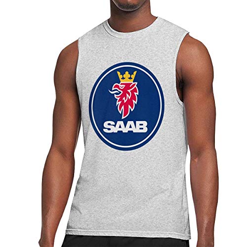 ONLYLOVE Men's Saab Logo Tank Tops Sport Sleeveless Tees Undershirts,Camisetas y Tops(Large)