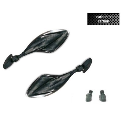 Par de espejos retrovisores de carenado para moto Far Carbon Look 6757 + 6758 + Kit de montaje M.6 incluido espejos deportivos