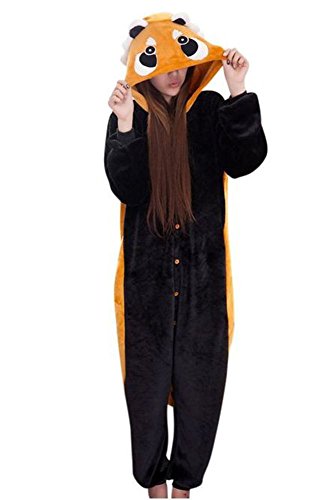 Pijamas Disfraces Onesie Animal Adultos Kigurumi Carnaval Halloween o Fiesta Espectáculo Navideño Mono Cosplay Ropa Interior de Zoológico Invierno Unisex Mujeres y Hombres Poco Raccoon S