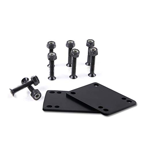 POHOVE Reparación Longboard Skateboard Riser Pads Set Hardware Tornillos Junta 3mm 6mm Deportes, Negro/Oro