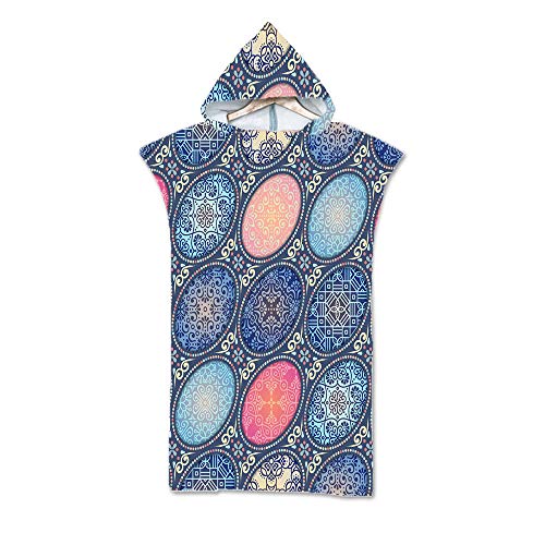 Poncho Surf Mujer,Albornoz De Microfibra Ultra Suave Para Adultos, 3D, Doble Cara, Mandala Bohemio, Estampado A Cuadros, Retro, Secado Rápido, Con Capucha, Ropa De Playa, Poncho De Surf, Toalla, Ov