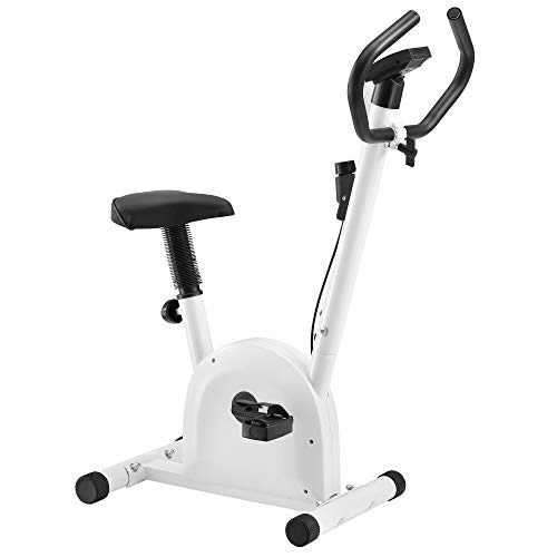 [pro.tec] Bicicleta estática para casa con Pantalla LCD Blanco Bicicleta Fitness Peso máximo del Usuario 100kg