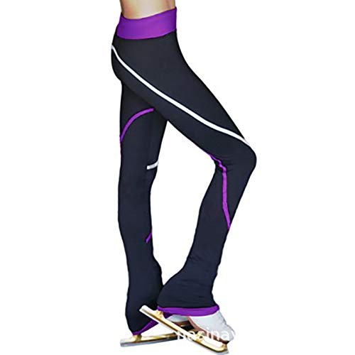 QWA Maillot de Patinaje Artístico para Niños y Adulto, Medias Altamente Transpirables Pantalones, Skaters Tights Cálido, Mantiene Abrigado Reductor del Sudor (Color : Purple, Size : 150cm)