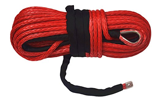 Red 14mm Synthetic Winch Rope,UHMWPE Rope for Electric Winch, Plasma Winch Rope,ATV Winch Line (14mm*45m)