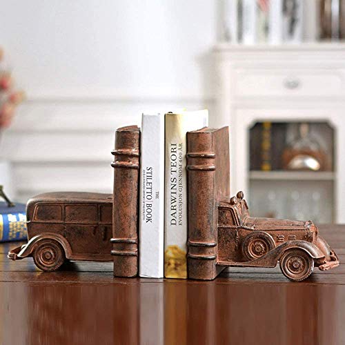 Retro resina nostálgica Classic Coche Forma de automóvil Bookend Revista Estantería Sala de estar TV Cabinete Dormitorio Hotel Cafe Booksore Decoración de escritorio 29 * 19.5 * 19.5cm Beautiful Sooke