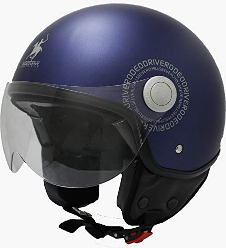 Rodeo Drive RD104N Plus - Casco para scooter demi jet, color azul, grande