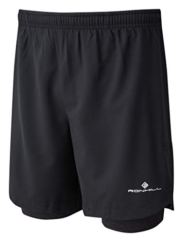 Ronhill Men's Momentum Twin 7" Short Pantalón Short con Malla Interior 7" Hombre, Hombre, Rh-00217 Black/Charcoal Marl, 44