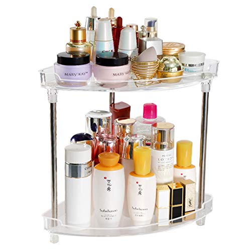 ROYCAR Organizador de baño, encimera, Estante de Almacenamiento de tocador de Esquina de 2 Niveles, Bandeja para Maquillaje, Perfume cosmético, Cuidado de la Piel, Suministros de baño