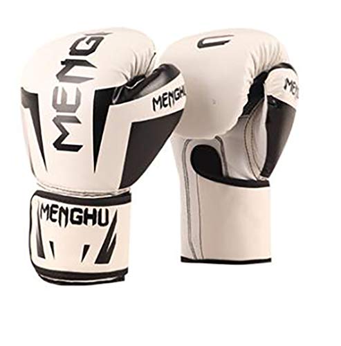 RXT Guantes de Boxeo para Adultos Guantes Sanda Entrenamiento Muay Thai Guantes de Boxeo Productos de Fitness (Blanco y Negro, 32 * 16 * 12 cm)