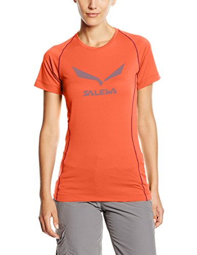 SALEWA Solidlogo Dry W S/S tee Camiseta de Manga Corta, Mujer, Coral (Hot Coral), 40/34 (XS)