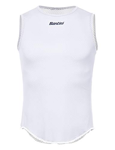 Santini Lieve Baselayer sin Mangas para Hombre, Hombre, Camiseta Interior sin Mangas, CAS3586M, Blanco, M