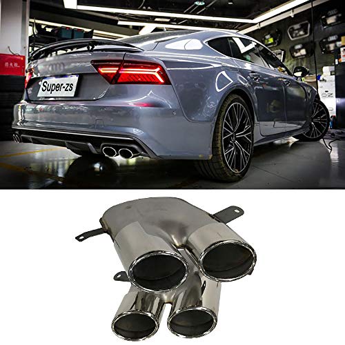 Super-ZS El silenciador automotriz de Acero Inoxidable es Adecuado para 2016/2017/2018 Audi A7 / A6 Modificado S7 / S6, Tubo de Escape de Escape Doble Salida Redondo Modificado Garganta de Cola