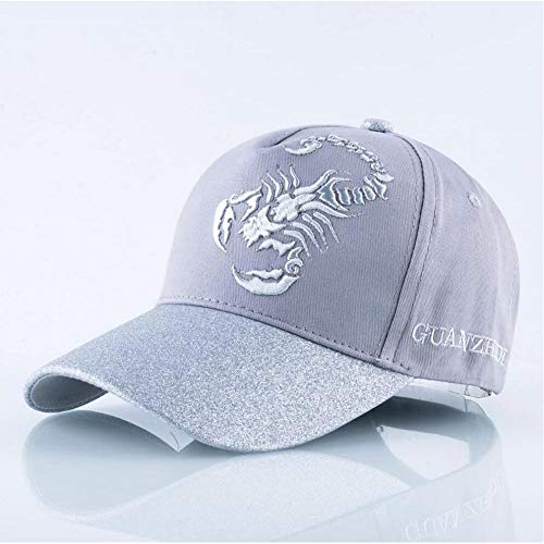 SZJXZ Gorra De Beisbol Mujeres Scorpion Bordado Hip Hop Bones Shinning Visor KPOP Gorras Hombres Flashing Trucker Hat Homme Gris