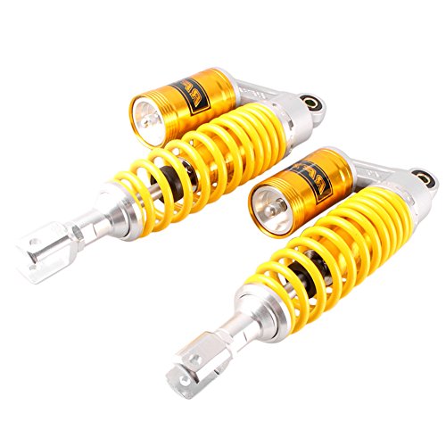 Three T 350mm Suspensión trasera del amortiguador de aire del amortiguador de choque trasero de la motocicleta para la mayoría 150cc ~ 750cc Street Bikes, Scooter y Moped Quad ATV amarillo