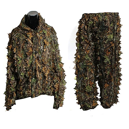 Tinksky Ropa de Camuflaje 3D Hoja Camuflaje Pantalones Chaqueta de Caza