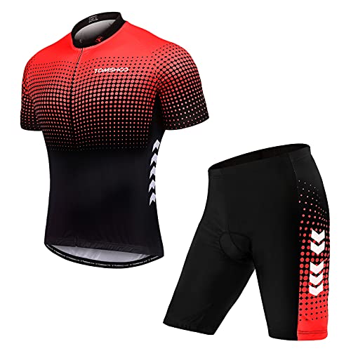 TOMSHOO Ropa de Ciclismo MTB, Maillot Ciclismo Hombre Verano, Jersey Ciclismo Hombre y 4D Gel Acolchado, Transpirable Secado Rápido para Verano