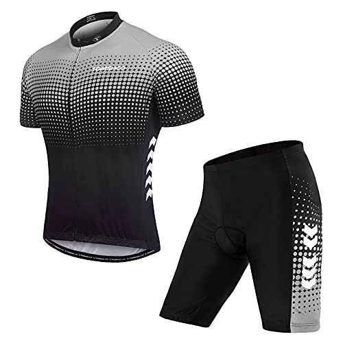 TOMSHOO Ropa de Ciclismo MTB, Maillot Ciclismo Hombre Verano, Jersey Ciclismo Hombre y 4D Gel Acolchado, Transpirable Secado Rápido para Verano