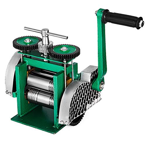 VEVOR Máquina de Laminación Combinada, Laminador Joyería 85 mm Anchura de Rodillo Duradero, Laminadora Manual Herramienta para Hacer Tabletas de Bricolaje Ajustable Apertura de 0-5 mm (120 x 55 mm)