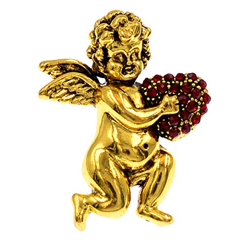 WANGGW Broche De Ropa Femenina Smooth Boy Angel Wings Pins Funny Kneel Down Propose Boy Rhinestone Heart Broches Regalo De La Joyería 2 Colores