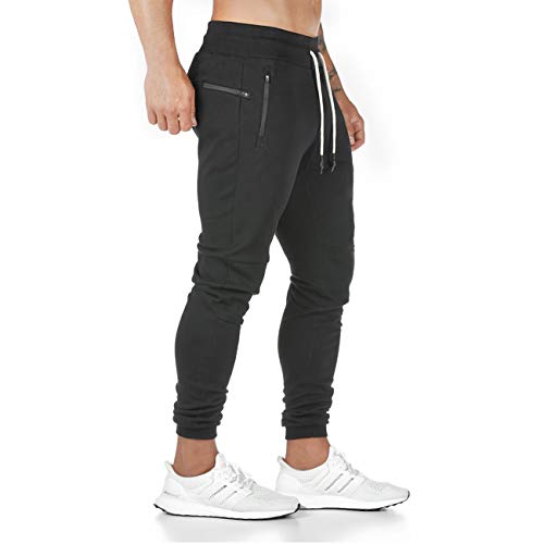 Yageshark - Pantalones de Deporte para Hombre, de algodón, Ajustados Negro M