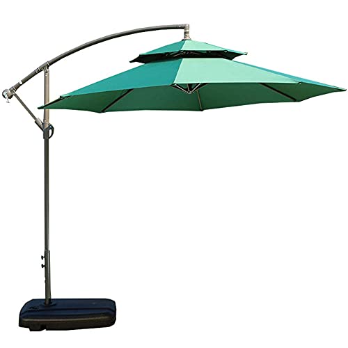 YRRA Cantilever Garden Parasol Banana Patio Paraguas con Mecanismo de cigüeñal Playa Parasol con Base UV de protección para Jardines al Aire Libre (Verde) 2.7m-2.7m con Base de inyección de Agua