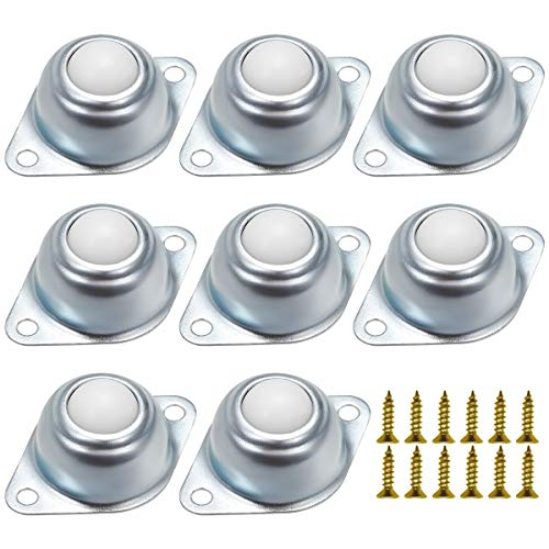 Yueser Transferencia a Bola,8 Piezas Rueda de Bola Transferencia de Bolas Rodillo Bola de Transporte con 20pcs Tornillo Rodamiento de Transferencia de Bolas para Muebles Silla de Ruedas (16mm)