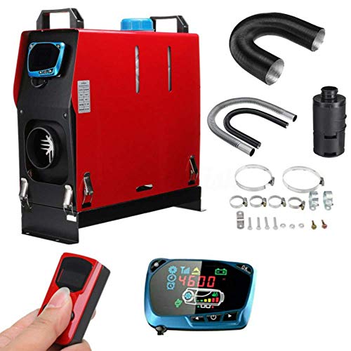 YUYAO Todo-en-uno Calentador Diesel Aire calefacción del Coche 5 KW-8KW Rojo 12V, con Llave LCD Interruptor + Control Remoto + silenciador para Camiones