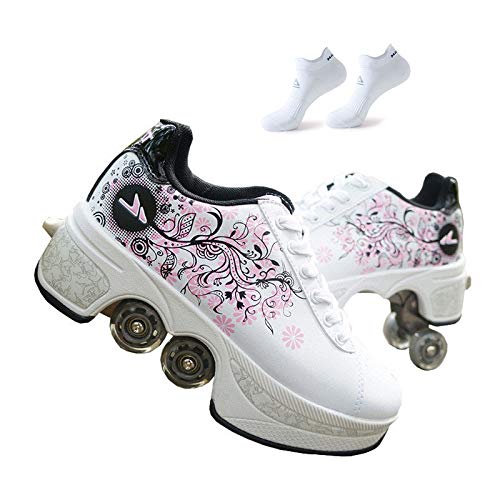 ZCXBHD Zapatos Multiusos 2 En 1 Botas Ajustables para Patines De Cuatro Ruedas,F-35