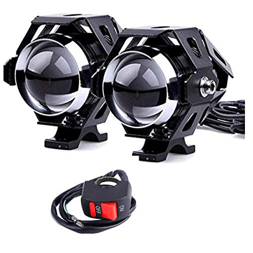 2x faros de motocicleta con luces de ángel, luces de conducción antiniebla CREE U5 DRL para focos delanteros automáticos ATV 3 modos