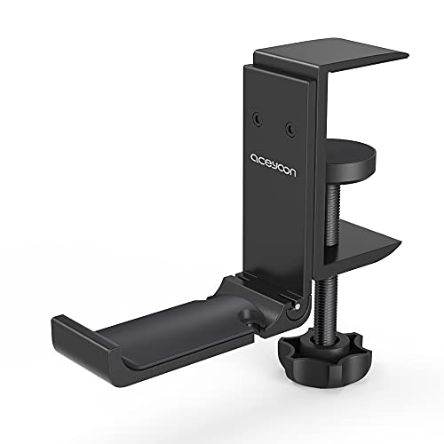 aceyoon Headphone Stand Soporte Auriculares Ajustable Soporte Cascos de Aluminio y Silicona Plegable Universal Debajo del Escritorio para Auriculares Bluetooth, Cascos Gaming, Gamer (Negro)