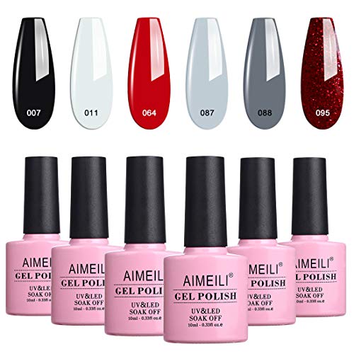 AIMEILI Esmalte Semipermanente Para Uñas Soak Off UV LED Uñas De Gel Color Combinado/Color De La Mezcla/Multicolur Set 6 X 10ml - Set 28