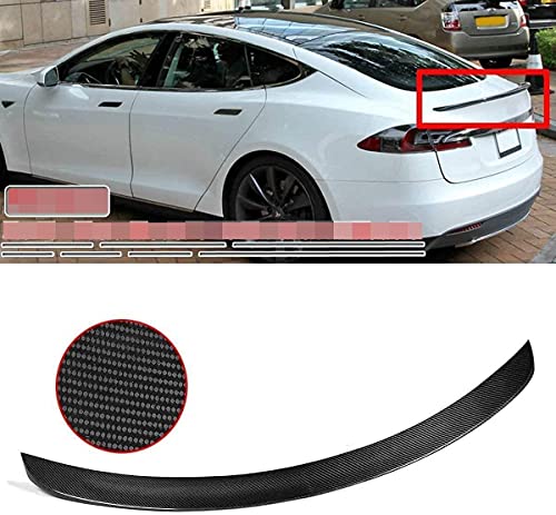 Alerón trasero de coche Alerón de maletero Fibra de carbono real Alerón de maletero trasero de coche Alerón de labios Ala de cola grande Ajuste para Tesla Model S 2012-2019 Accesorios Spoiler traser