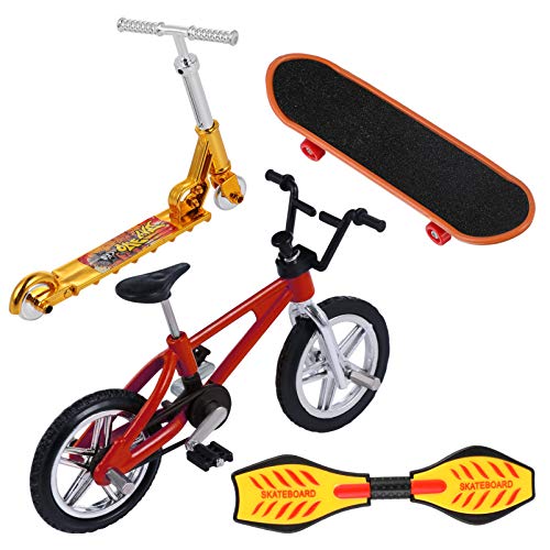 BESPORTBLE Mini Juguetes para Los Dedos Set Finger Skateboard Bicicletas Scooter Pequeña Tabla de Oscilación Movimiento de La Punta del Dedo Juguete Educativo Temprano para Navidad Favores