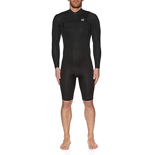 BILLABONG Mens Absolute 2mm GBS Chest Zip Long Sleeve Shorty Wetsuit - Negro - Hombre Traje de Manga Larga