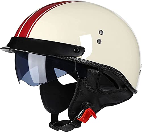 Casco de Motocicleta Retro Hombres y Mujeres Electric Rautohelm Battery AutoHelm Four Seasons Summer Dot/Certificación ECE D Outdoors (Color : A, Size : XL)