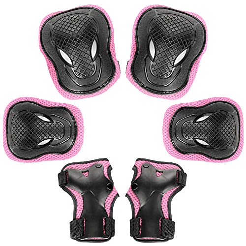 CNXUS Set de Protección Infantil, Casco y Protecciones Ajustable Infantiles Rodilleras Coderas,Set Rodilleras Coderas y Muñequeras para Patinaje Ciclismo Monopatín Bicicleta Skate y Deportes Extremos