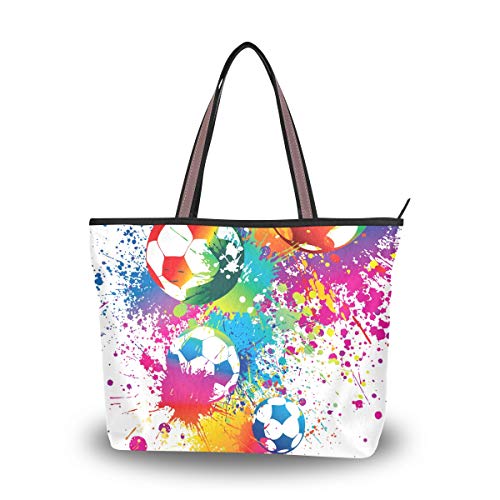 Correa ligera Peso abstracto Rainbow Game Fútbol Deporte Monedero Compras Bolsos de hombro Bolsos para mujeres Niñas Damas Estudiante Bolso de mano Faro