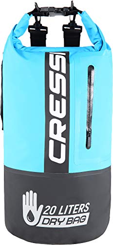 Cressi Dry Bag Premium 20L Bolsa/Mochila Impermeable Bicolor para Actividades Deportivas, Unisex Adultos, Negro/Azul Claro, 20 L