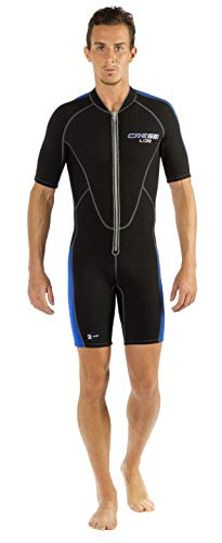 Cressi Lido Man Monopiece Wetsuit 2mm - Traje Corto de Neopreno High Stretch para Hombre , Negro/Azul , XS/1