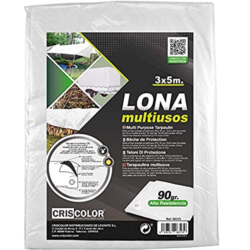 Criscolor Lona Multiuso 3 x 5 m Blanca, '41312