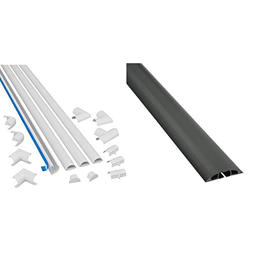 D-Line 3015KIT001 Multipack de Canaleta para Cableado, Blanco, 30x15mm, Set de 4 Piezas + CC-1 | Canaleta pasacables Cavidad x 60 mm y 1,8 m en Color Negro