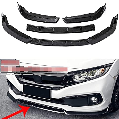 DIQON 2018-2019 Apariencia de Carbono/Negro Coche Divisor de Parachoques Delantero Labio Kit de Cuerpo Spoiler difusor Protector para Honda para Ajuste para Jazz, Fibra de Carbono