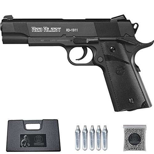 Ecommur. RD1911 Red Alert gamo | Pistola de perdigones (Bolas BB's de Acero) de Aire comprimido semiautomática Tipo Colt 1911 Cal. 4,5mm + maletín + balines y CO2